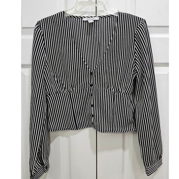 Striped Top Black White Size Medium - Picture 1 of 2